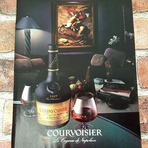 1983 Courvoisier Cognac‎ Brandy VSOP de Napoleon Stately Den Scene Vtg Print Ad